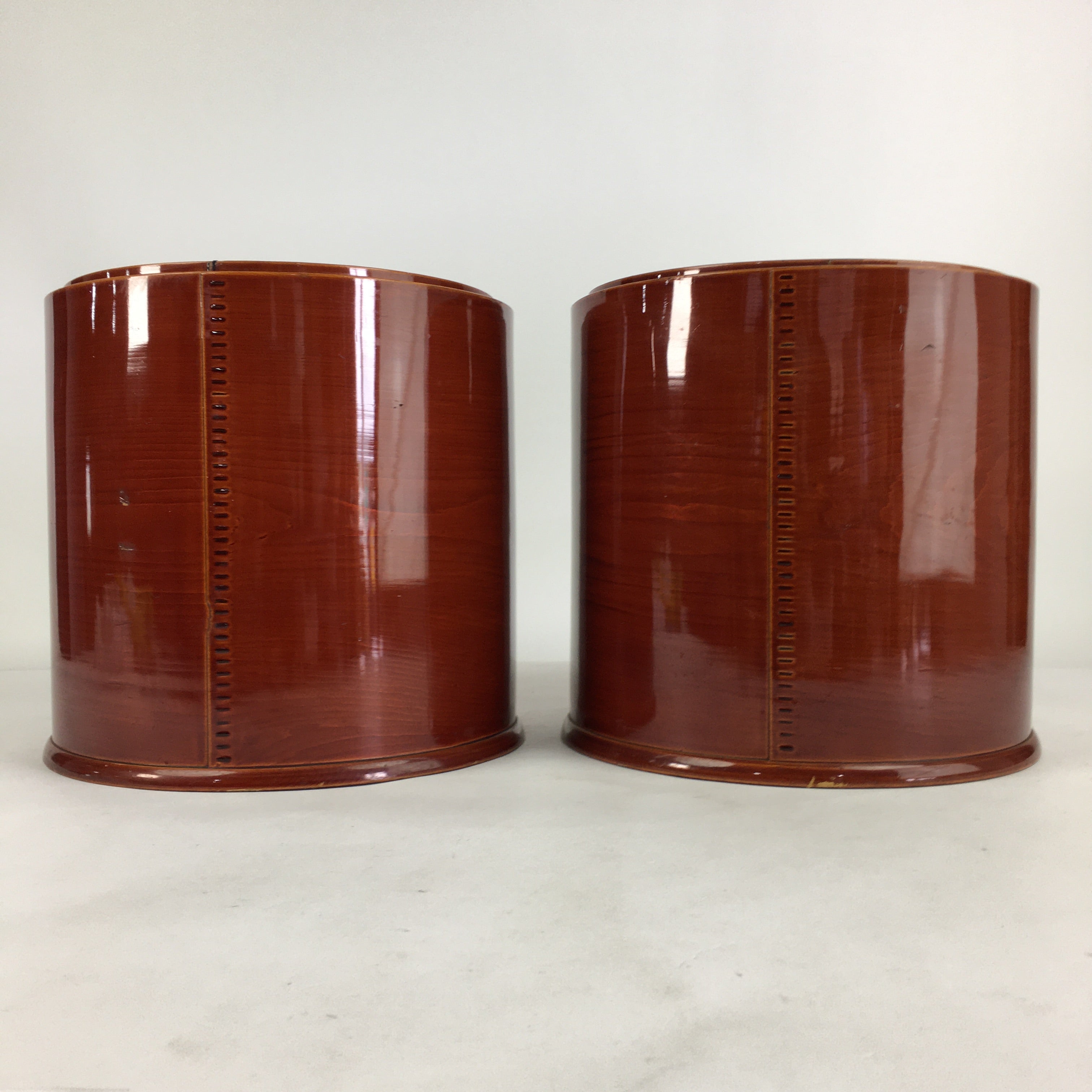 Japanese Wooden Brazier Fire Pit 2pc Set Vtg Akebono-Nuri Hibachi H42