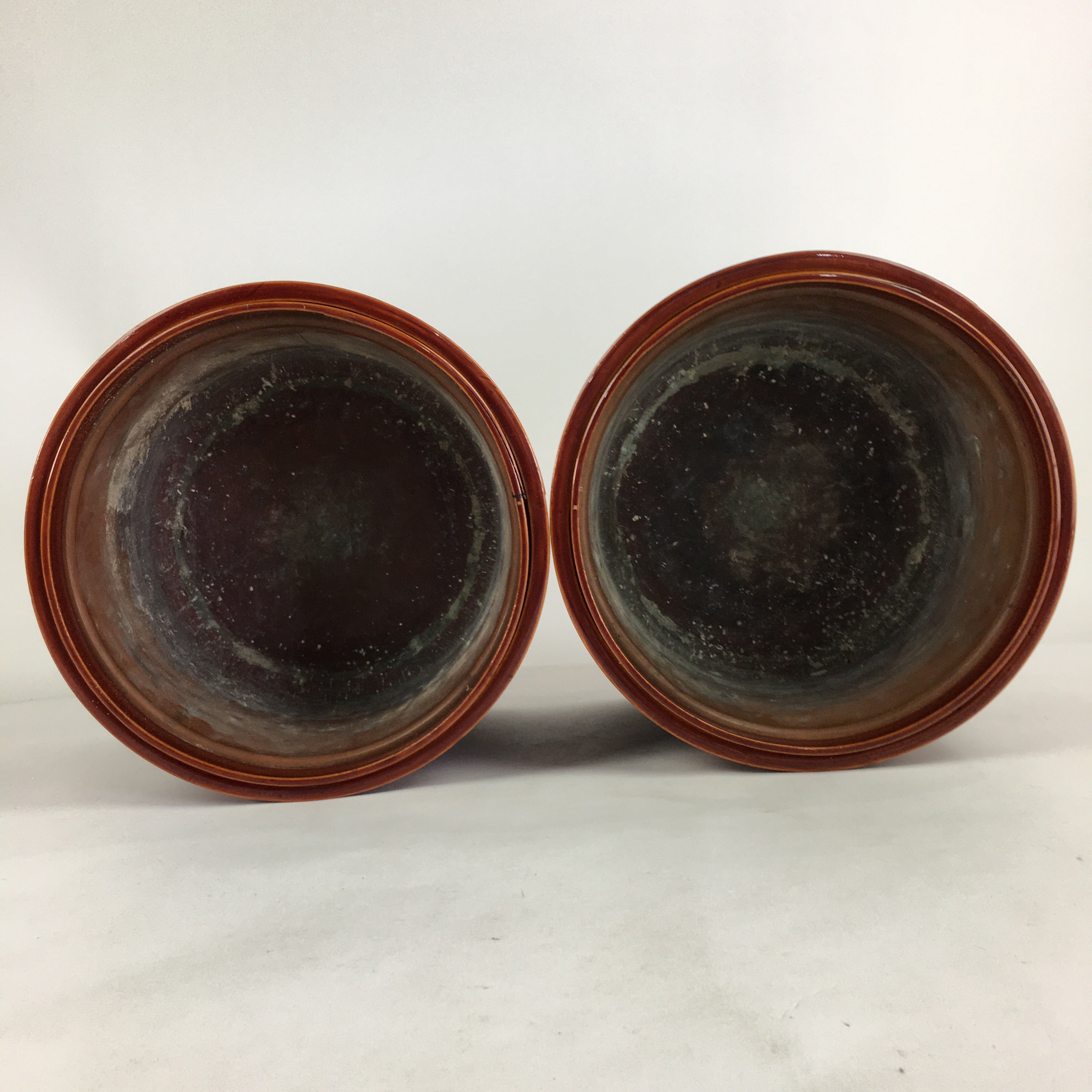 Japanese Wooden Brazier Fire Pit 2pc Set Vtg Akebono-Nuri Hibachi H42