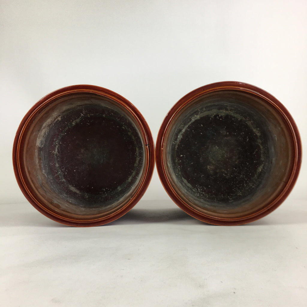 Japanese Wooden Brazier Fire Pit 2pc Set Vtg Akebono-Nuri Hibachi H42