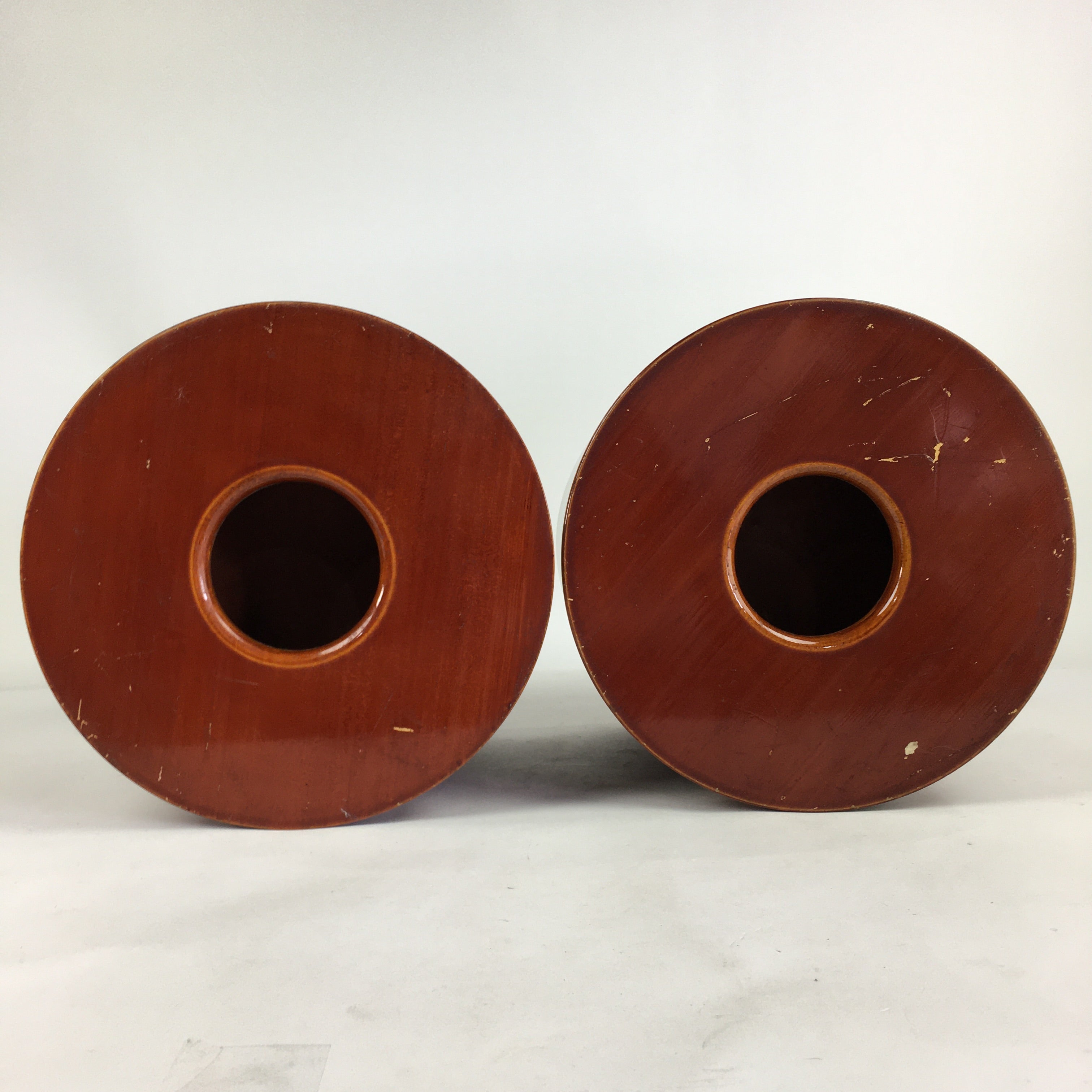 Japanese Wooden Brazier Fire Pit 2pc Set Vtg Akebono-Nuri Hibachi H42