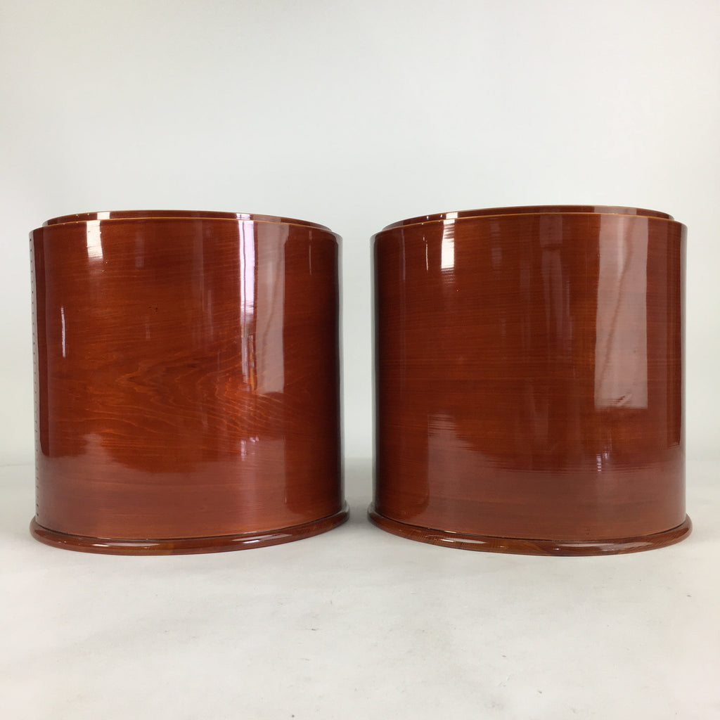 Japanese Wooden Brazier Fire Pit 2pc Set Vtg Shunkei-Nuri Hibachi H41