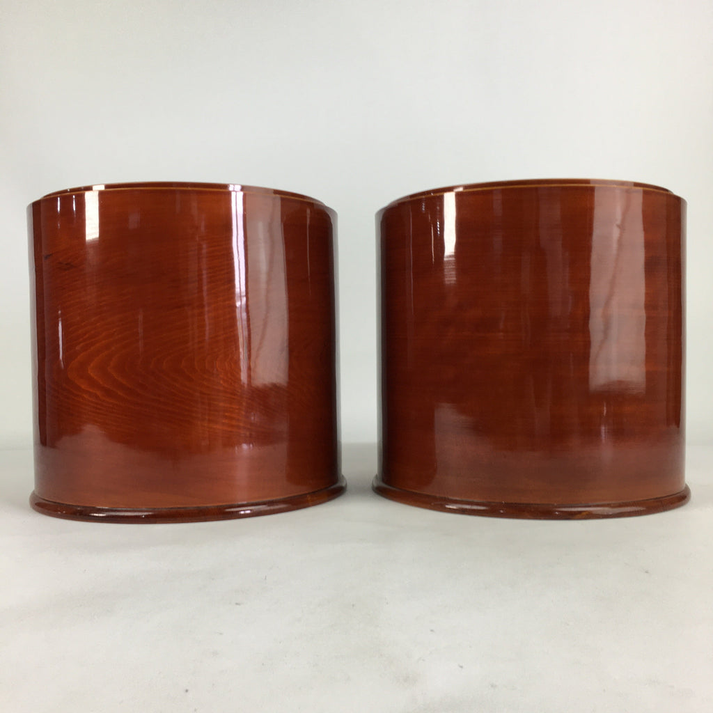 Japanese Wooden Brazier Fire Pit 2pc Set Vtg Shunkei-Nuri Hibachi H41