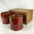 Japanese Wooden Brazier Fire Pit 2pc Set Vtg Shunkei-Nuri Hibachi H41
