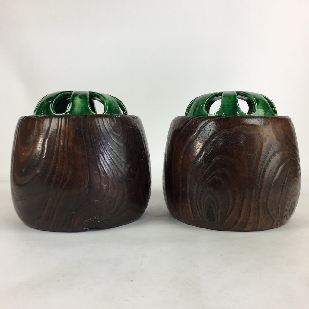 Japanese Wooden Brazier Fire Pit 2pc Set Vtg Tea Ceremony Hibachi H40