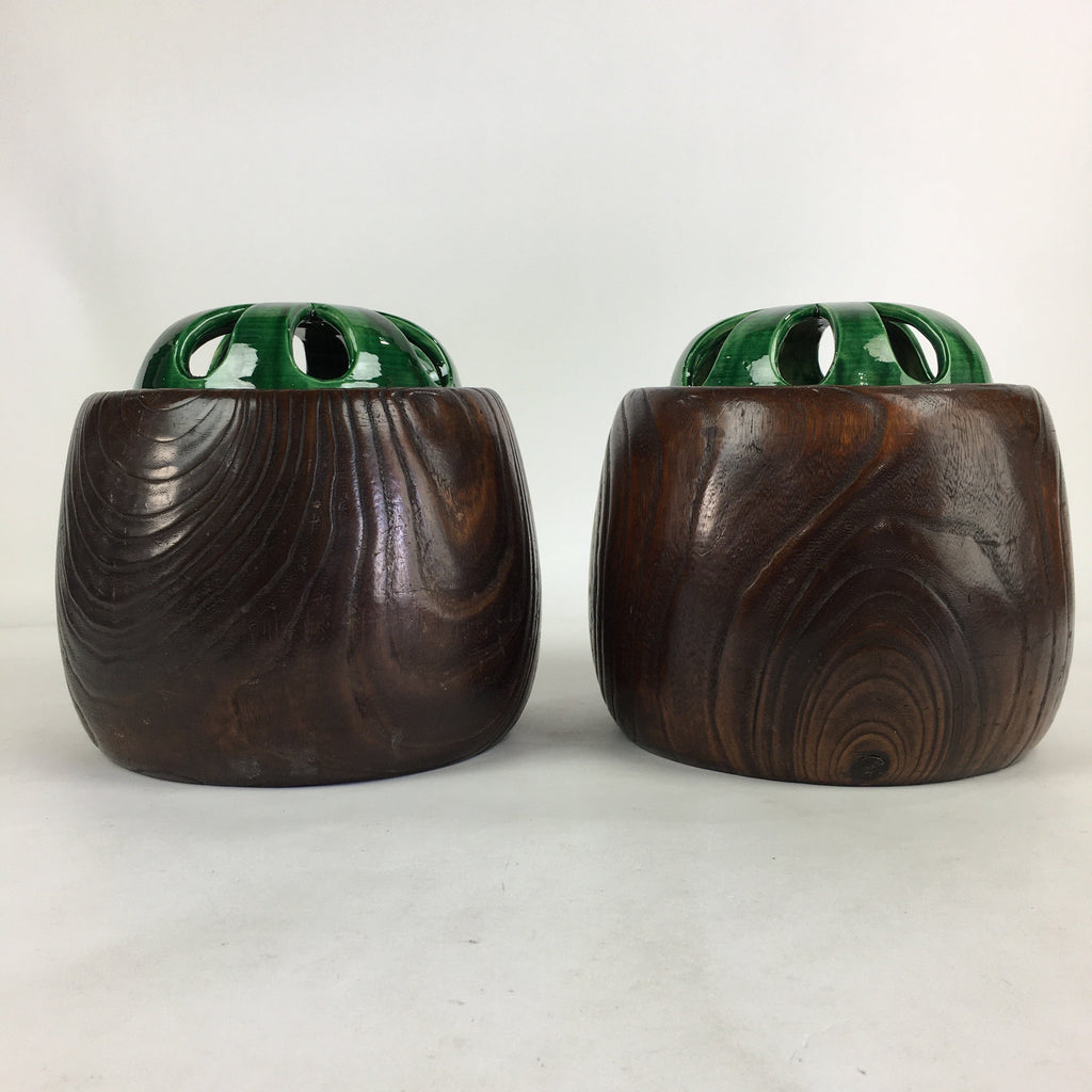 Japanese Wooden Brazier Fire Pit 2pc Set Vtg Tea Ceremony Hibachi H40