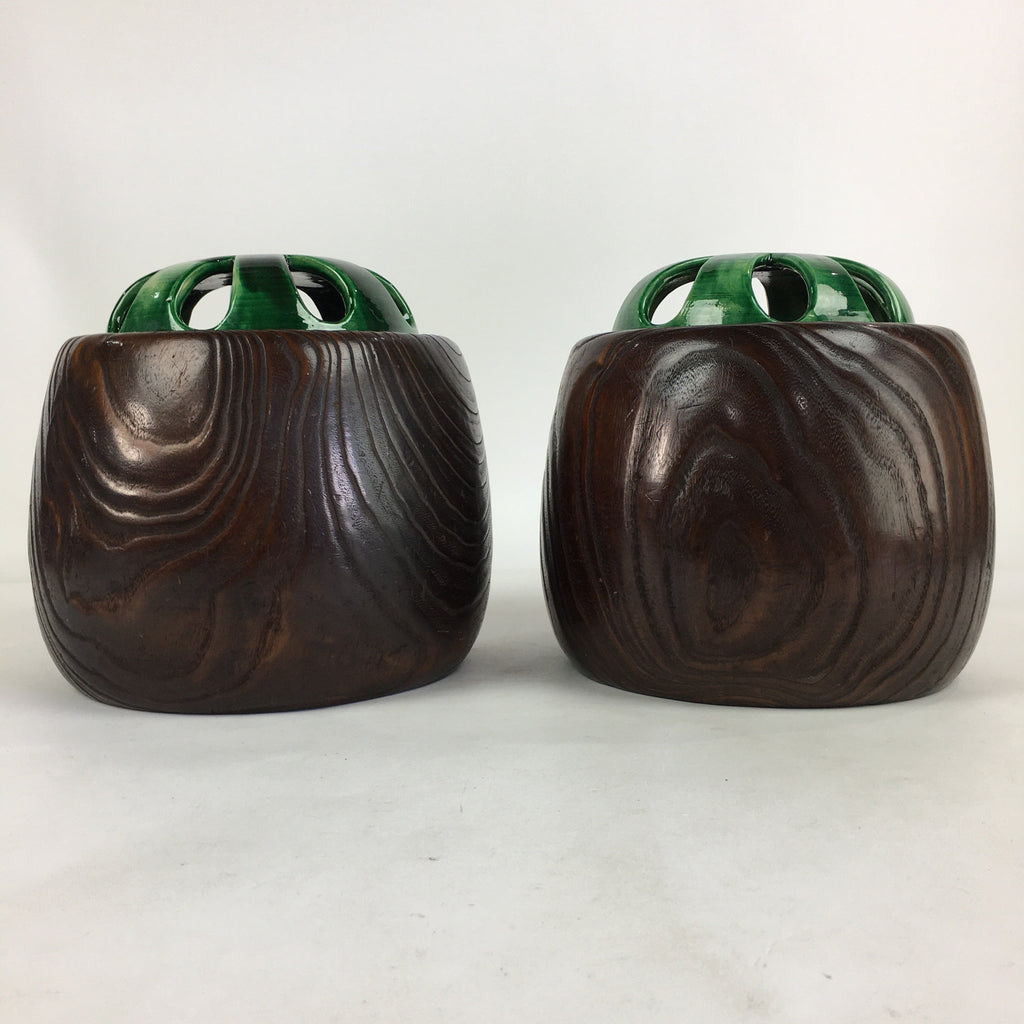Japanese Wooden Brazier Fire Pit 2pc Set Vtg Tea Ceremony Hibachi H40