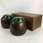 Japanese Wooden Brazier Fire Pit 2pc Set Vtg Tea Ceremony Hibachi H40