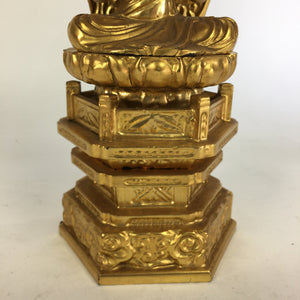 Japanese Wooden Buddhist Altar Dainichi Nyorai Statue Sitting Buddha Gold BD690