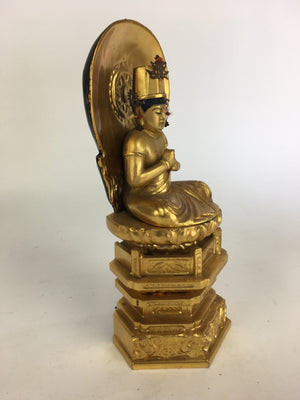 Japanese Wooden Buddhist Altar Dainichi Nyorai Statue Sitting Buddha Gold BD690