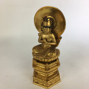 Japanese Wooden Buddhist Altar Dainichi Nyorai Statue Sitting Buddha Gold BD690