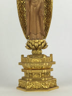 Japanese Wooden Buddhist Altar Statue Vtg Amida-Nyorai Gold Lacquer BD796