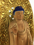 Japanese Wooden Buddhist Altar Statue Vtg Amida-Nyorai Gold Lacquer BD796