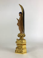 Japanese Wooden Buddhist Altar Statue Vtg Amida-Nyorai Gold Lacquer BD796