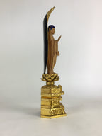 Japanese Wooden Buddhist Altar Statue Vtg Amida-Nyorai Gold Lacquer BD796