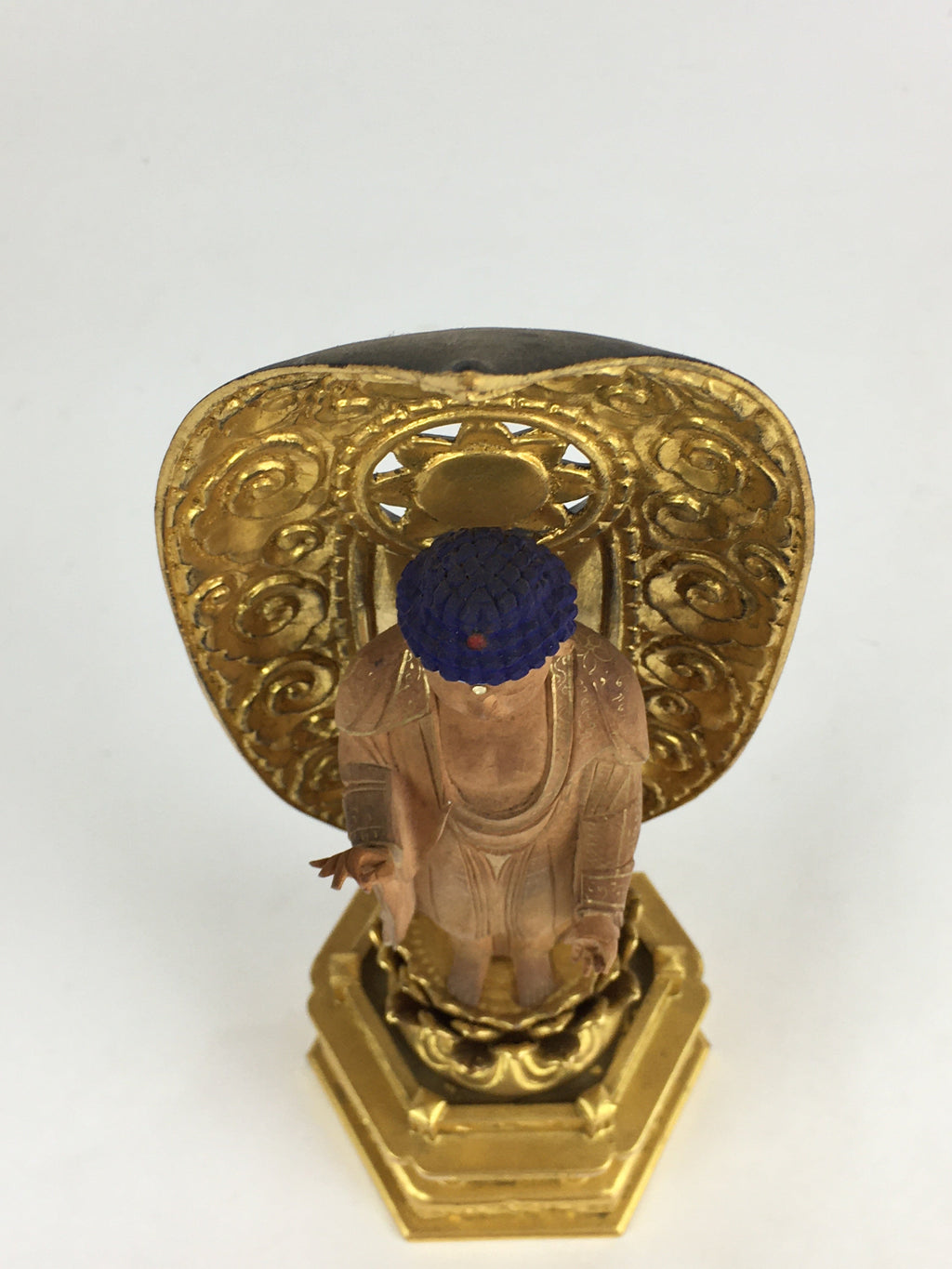 Japanese Wooden Buddhist Altar Statue Vtg Amida-Nyorai Gold Lacquer BD796