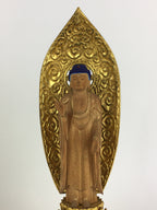 Japanese Wooden Buddhist Altar Statue Vtg Amida-Nyorai Gold Lacquer BD796