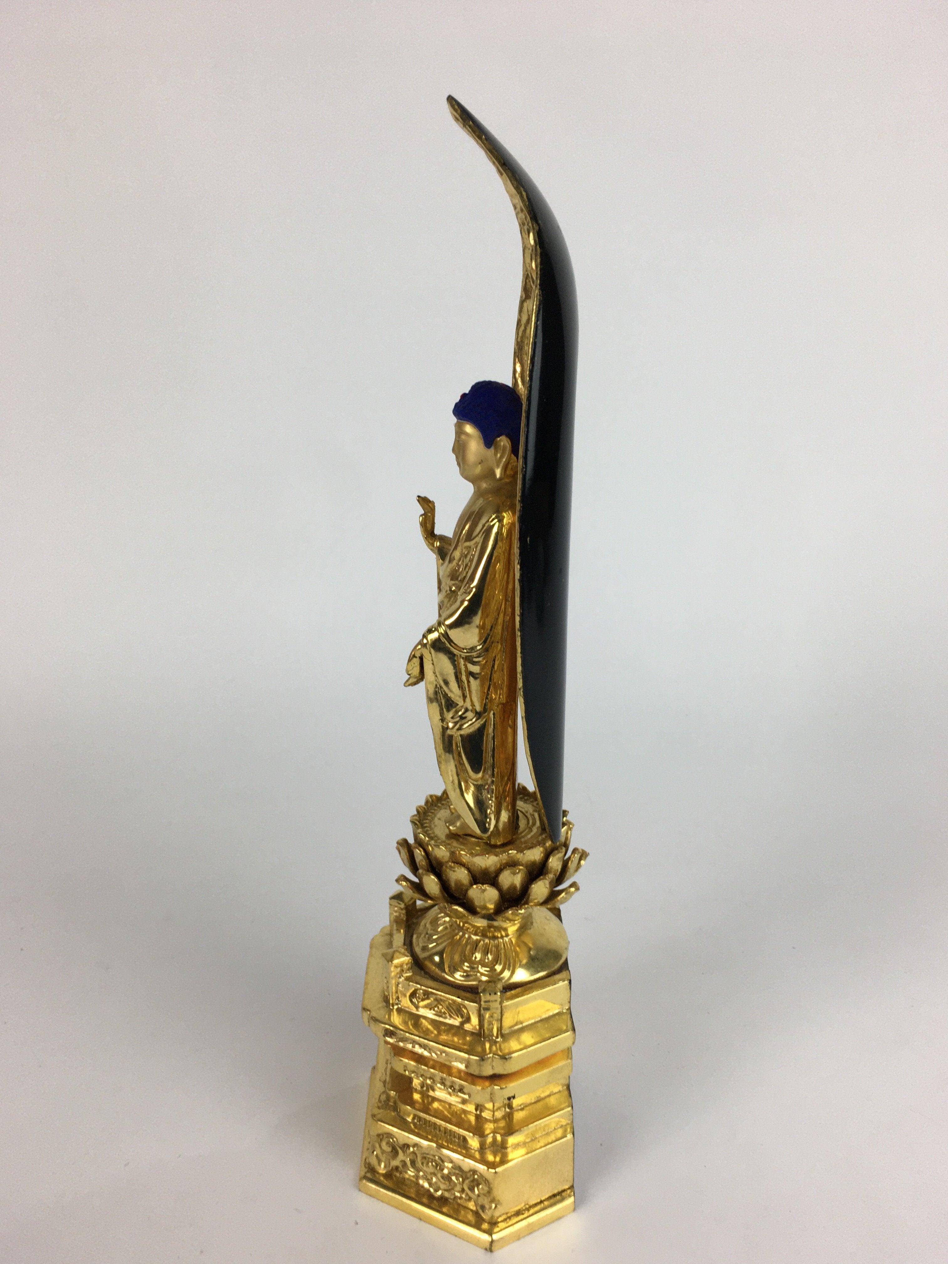 Japanese Wooden Buddhist Altar Statue Vtg Nyorai Shaka Amida Gold Lacquer BD639