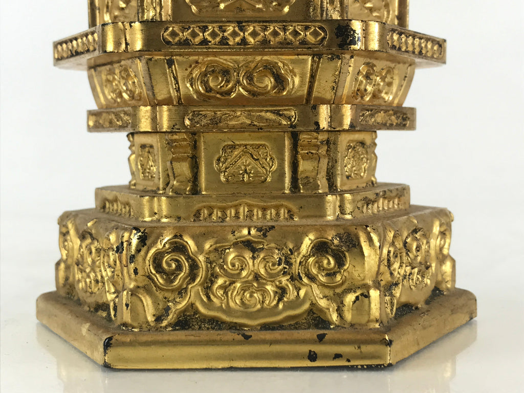 Japanese Wooden Buddhist Altar Statue Vtg Shaka-Nyorai Gold Lacquer Zen BD866