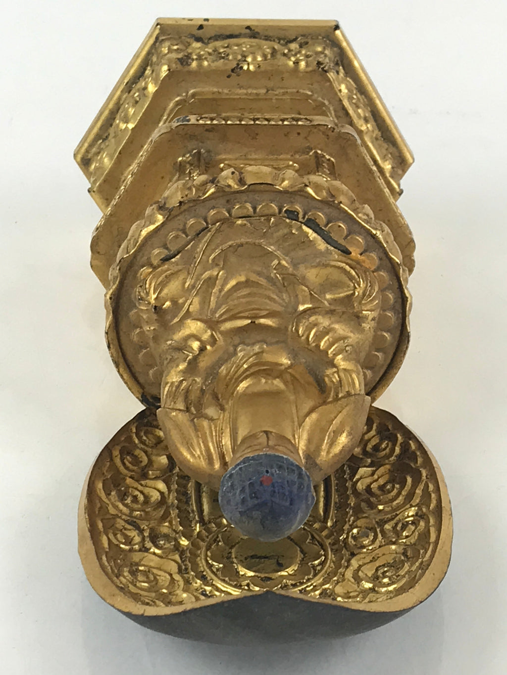 Japanese Wooden Buddhist Altar Statue Vtg Shaka-Nyorai Gold Lacquer Zen BD866