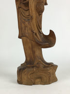 Japanese Wooden Buddhist Art Kannon Bosatsu Statue Vtg Mokuzo BD802