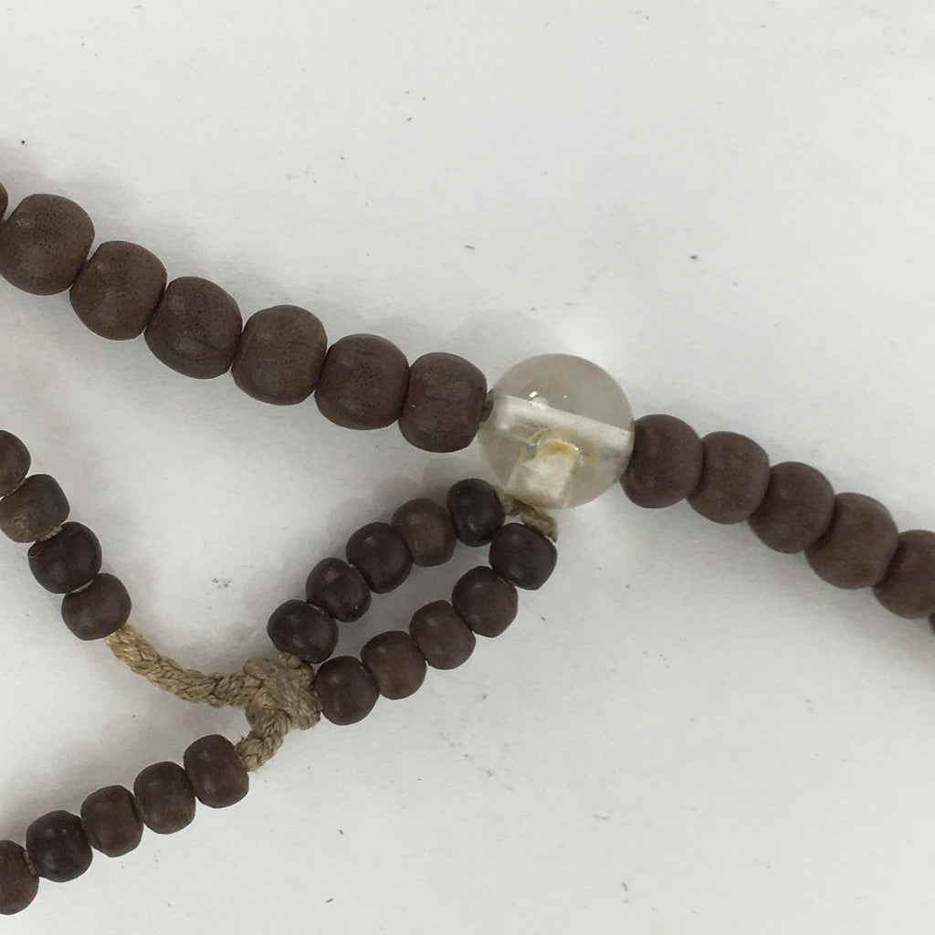 Japanese Wooden Buddhist Prayer Beads Vtg Brown Juzu Rosary Bracelet JZ54