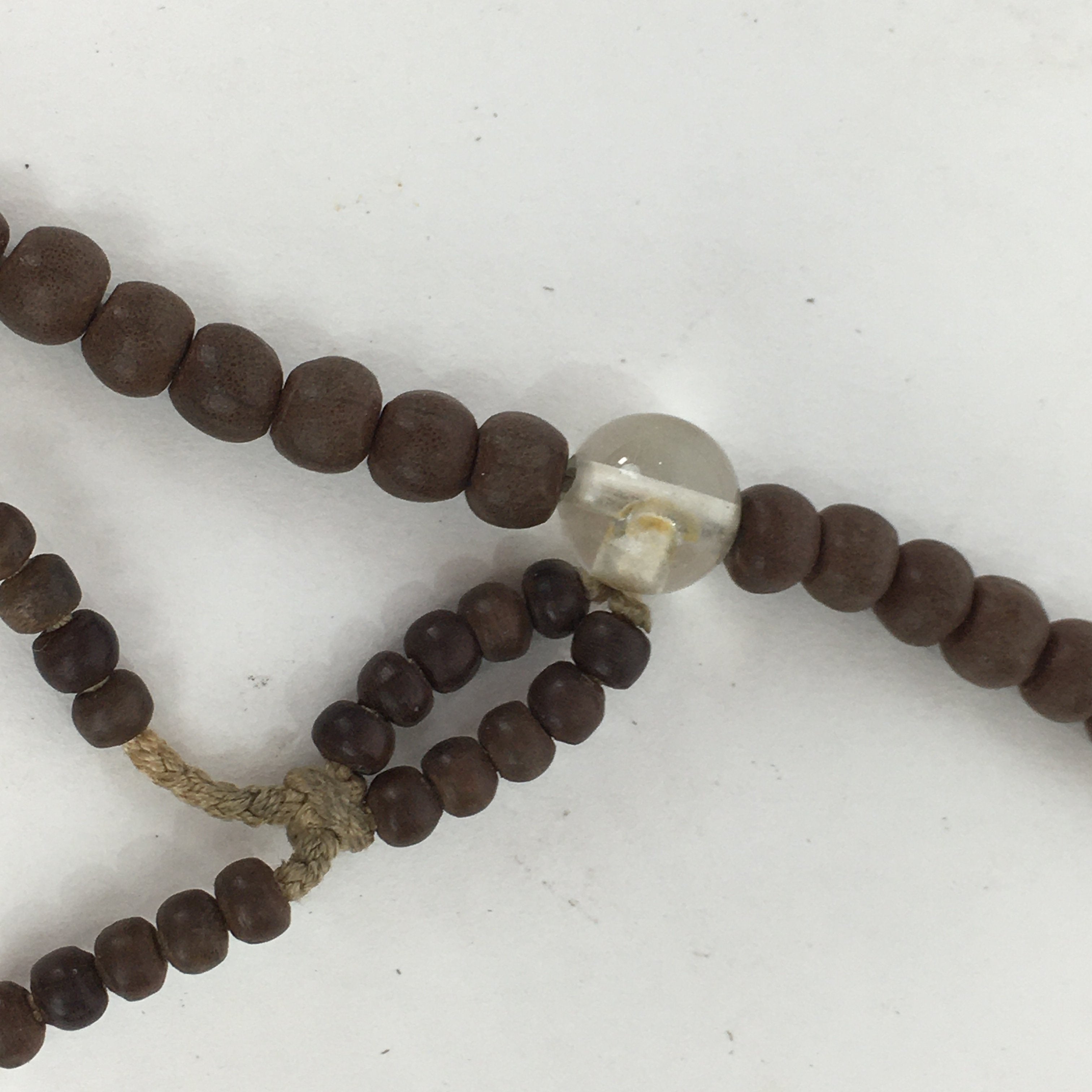 Japanese Wooden Buddhist Prayer Beads Vtg Brown Juzu Rosary Bracelet JZ54