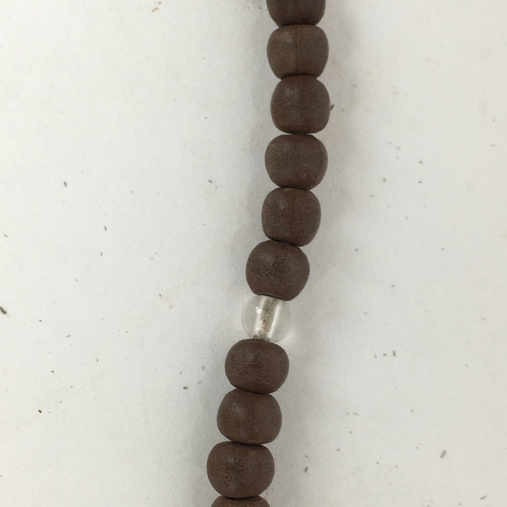 Japanese Wooden Buddhist Prayer Beads Vtg Brown Juzu Rosary Bracelet JZ54