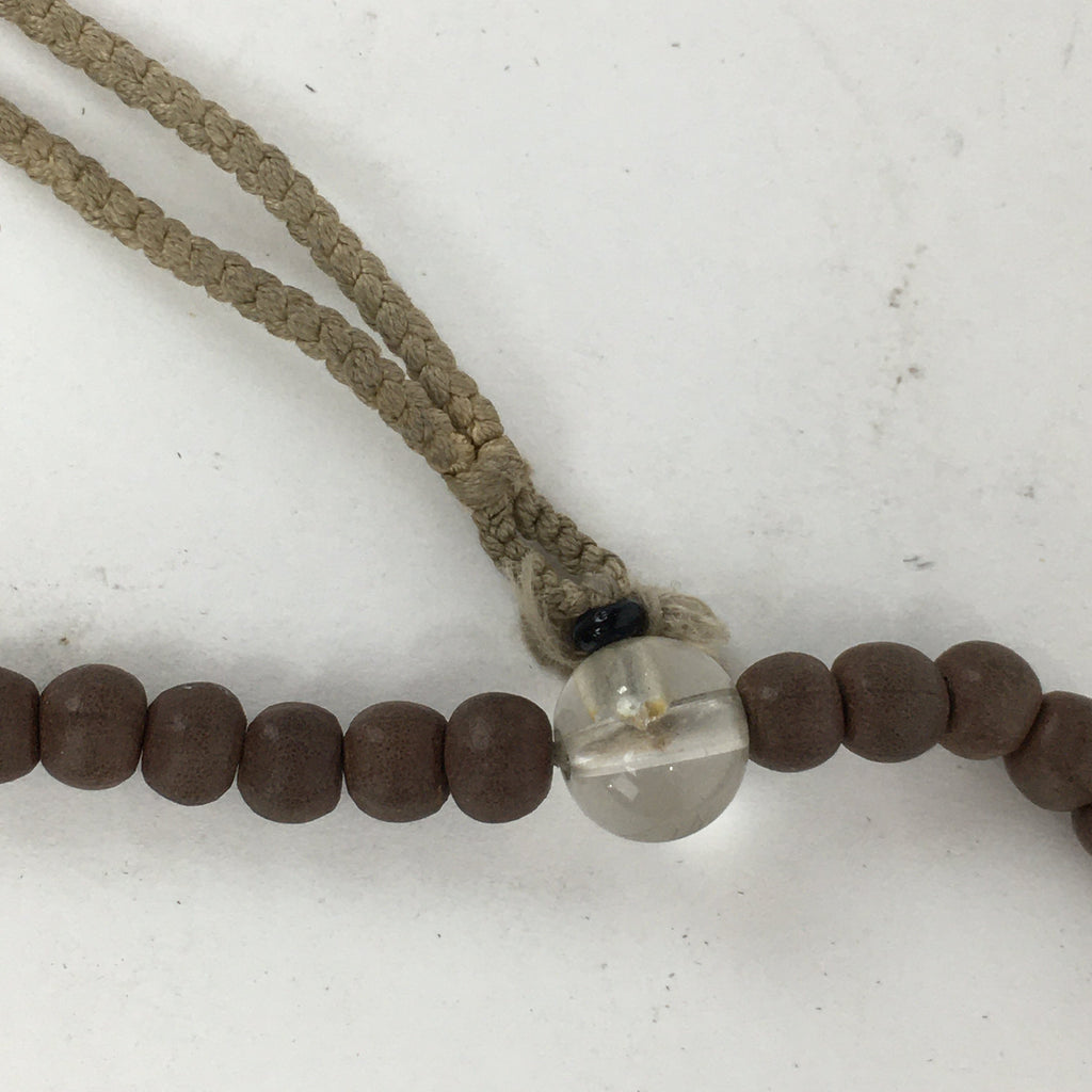 Japanese Wooden Buddhist Prayer Beads Vtg Brown Juzu Rosary Bracelet JZ54