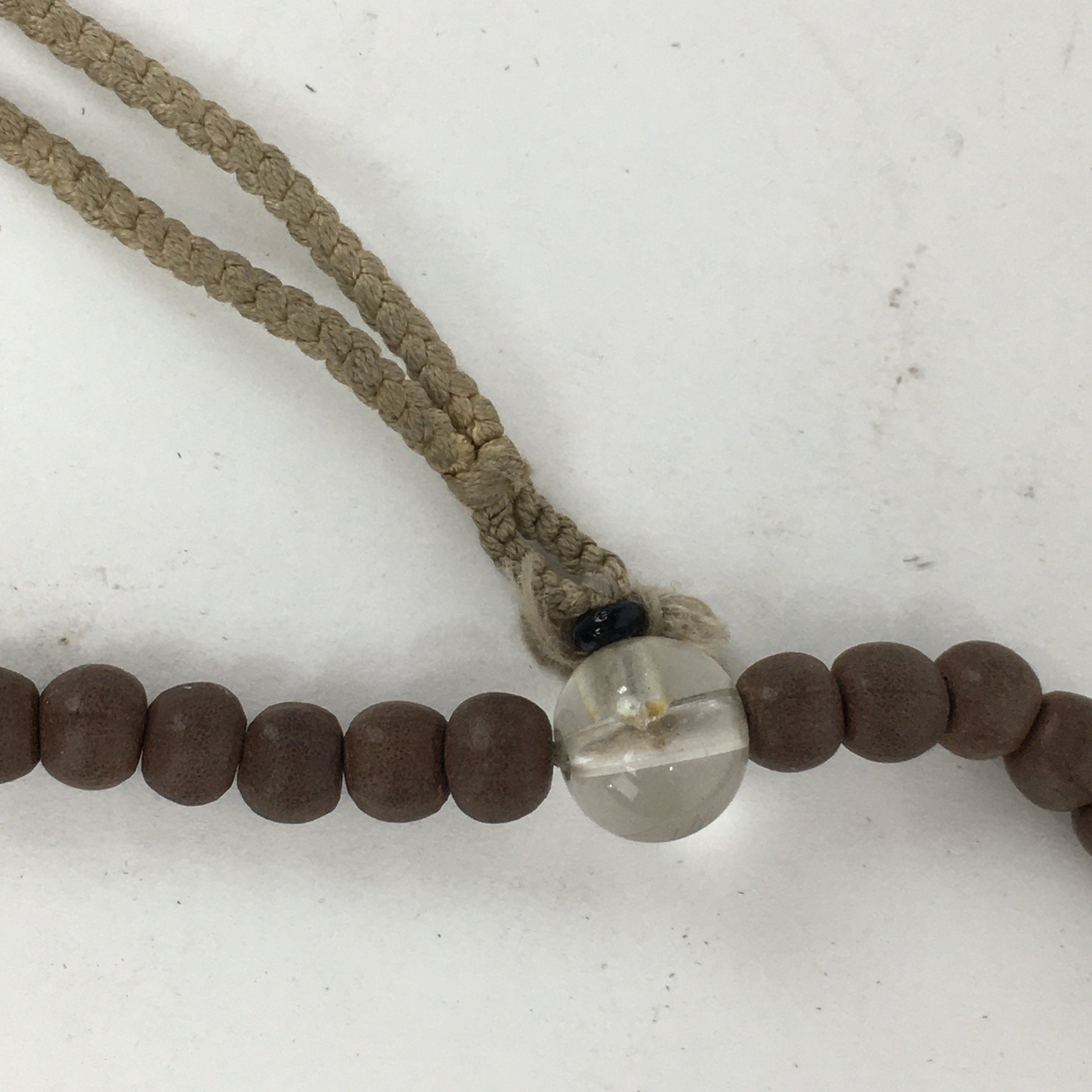 Japanese Wooden Buddhist Prayer Beads Vtg Brown Juzu Rosary Bracelet JZ54