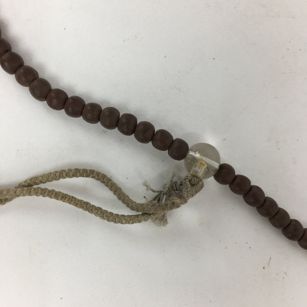 Japanese Wooden Buddhist Prayer Beads Vtg Brown Juzu Rosary Bracelet JZ55