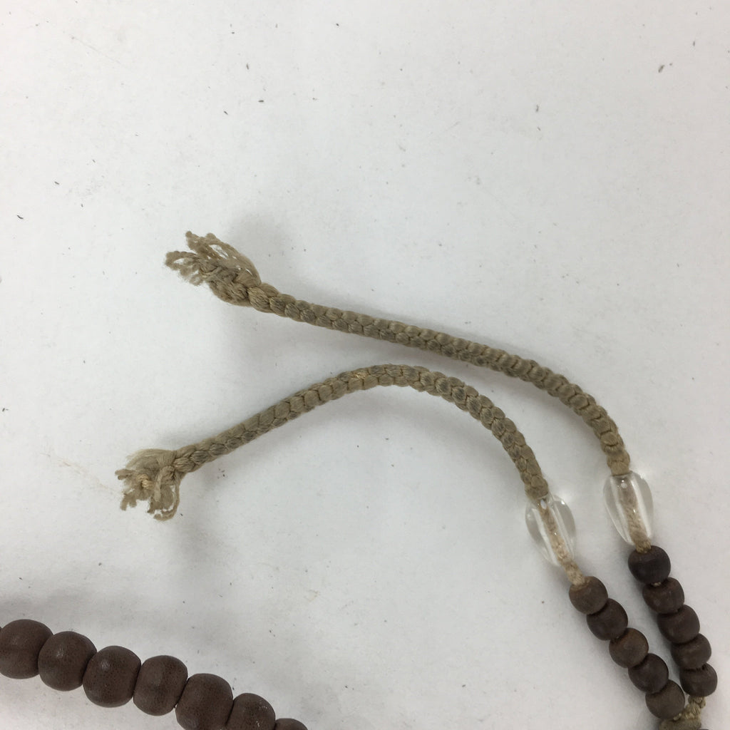 Japanese Wooden Buddhist Prayer Beads Vtg Brown Juzu Rosary Bracelet JZ55