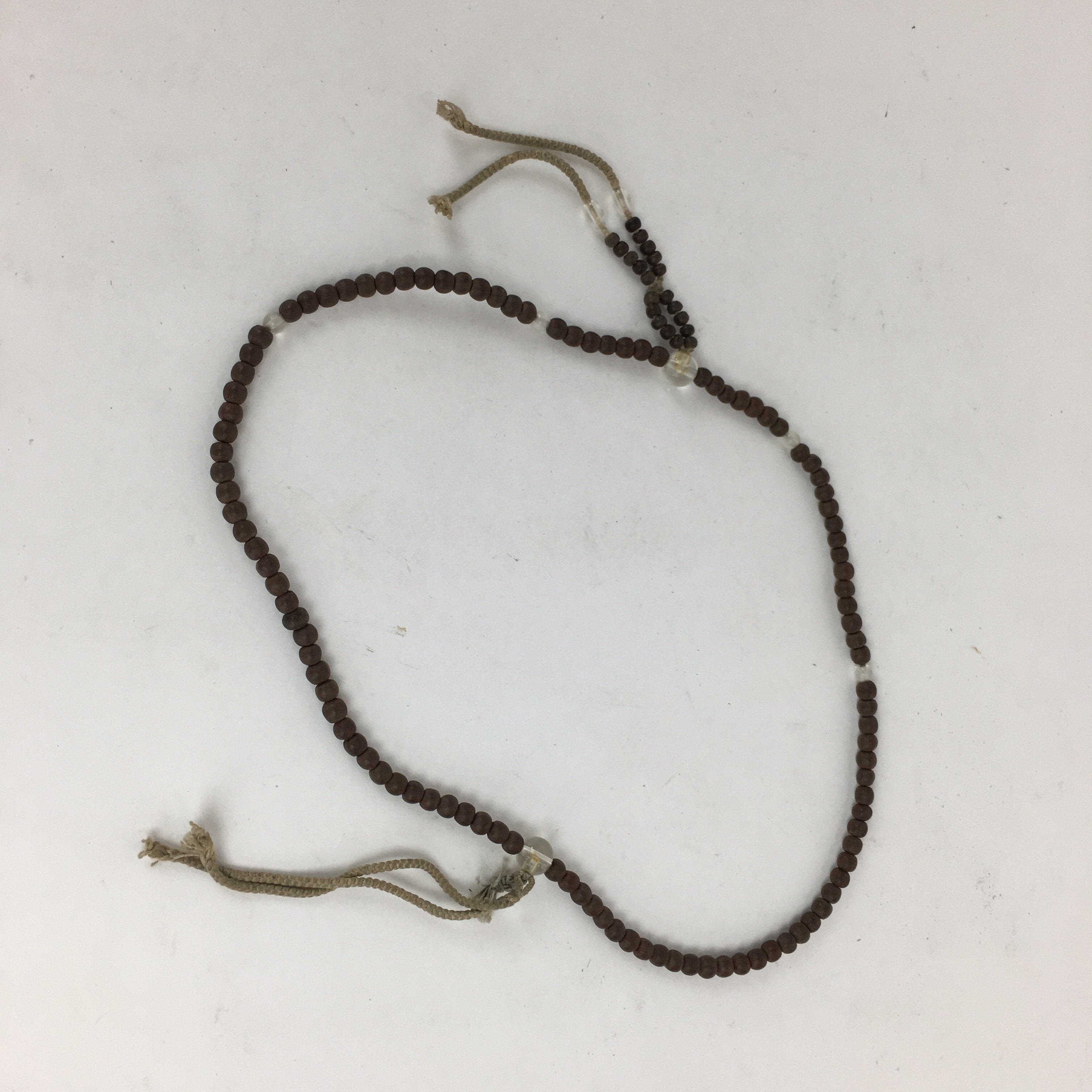 Japanese Wooden Buddhist Prayer Beads Vtg Brown Juzu Rosary Bracelet JZ55
