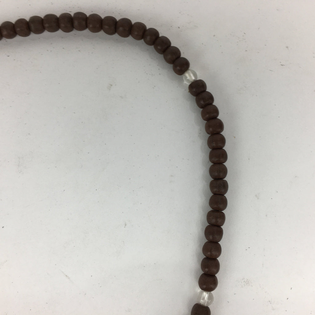 Japanese Wooden Buddhist Prayer Beads Vtg Brown Juzu Rosary Bracelet JZ56