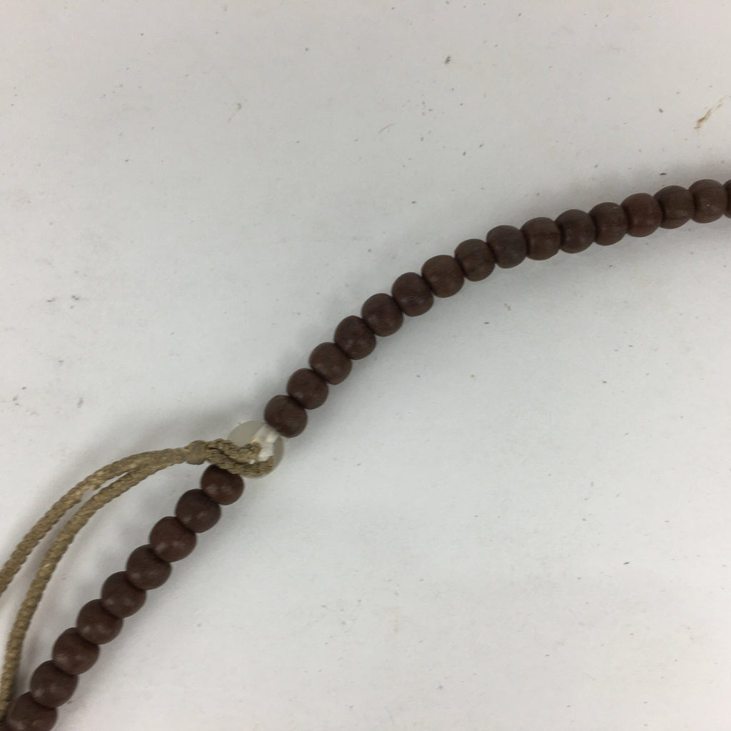 Japanese Wooden Buddhist Prayer Beads Vtg Brown Juzu Rosary Bracelet JZ56