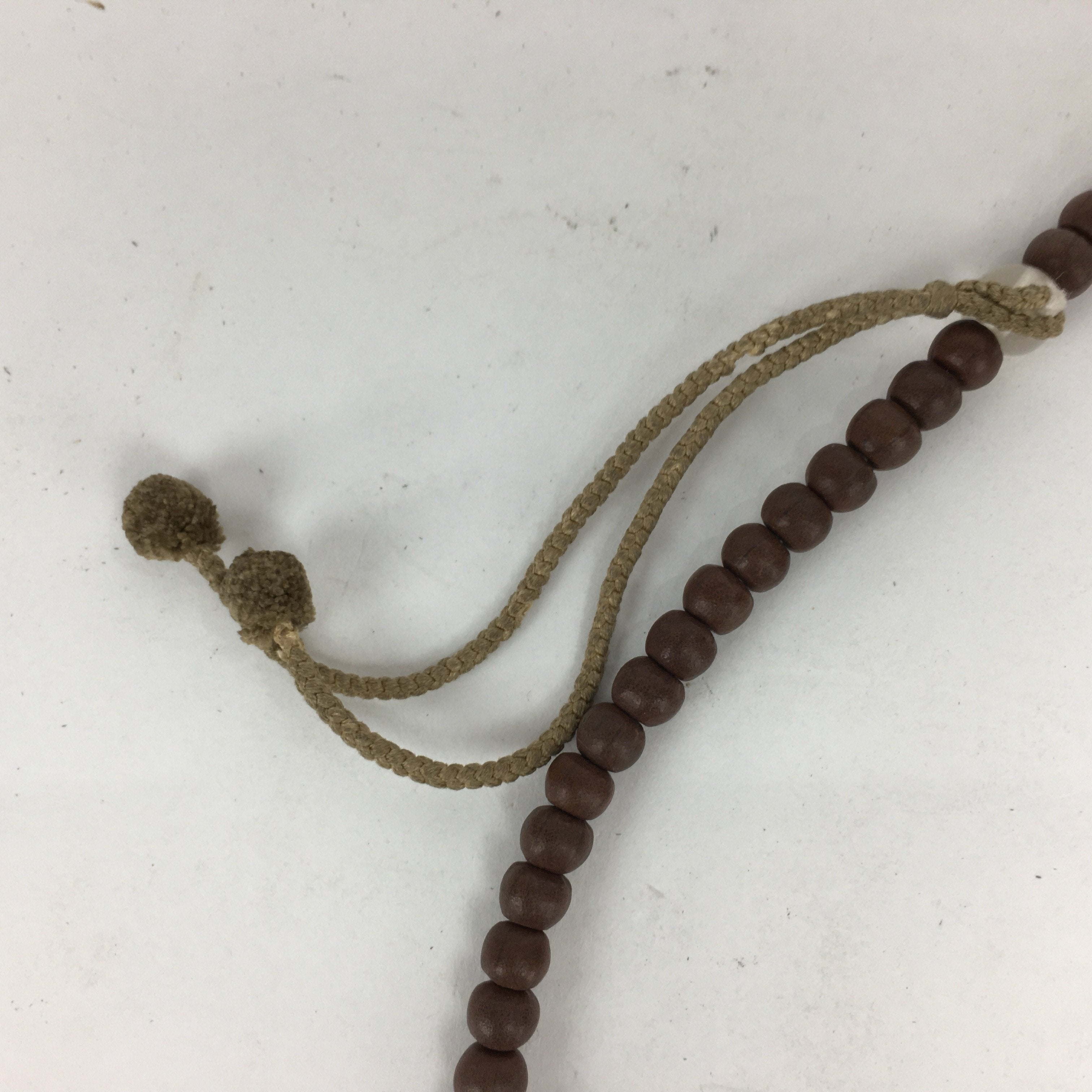 Japanese Wooden Buddhist Prayer Beads Vtg Brown Juzu Rosary Bracelet JZ56