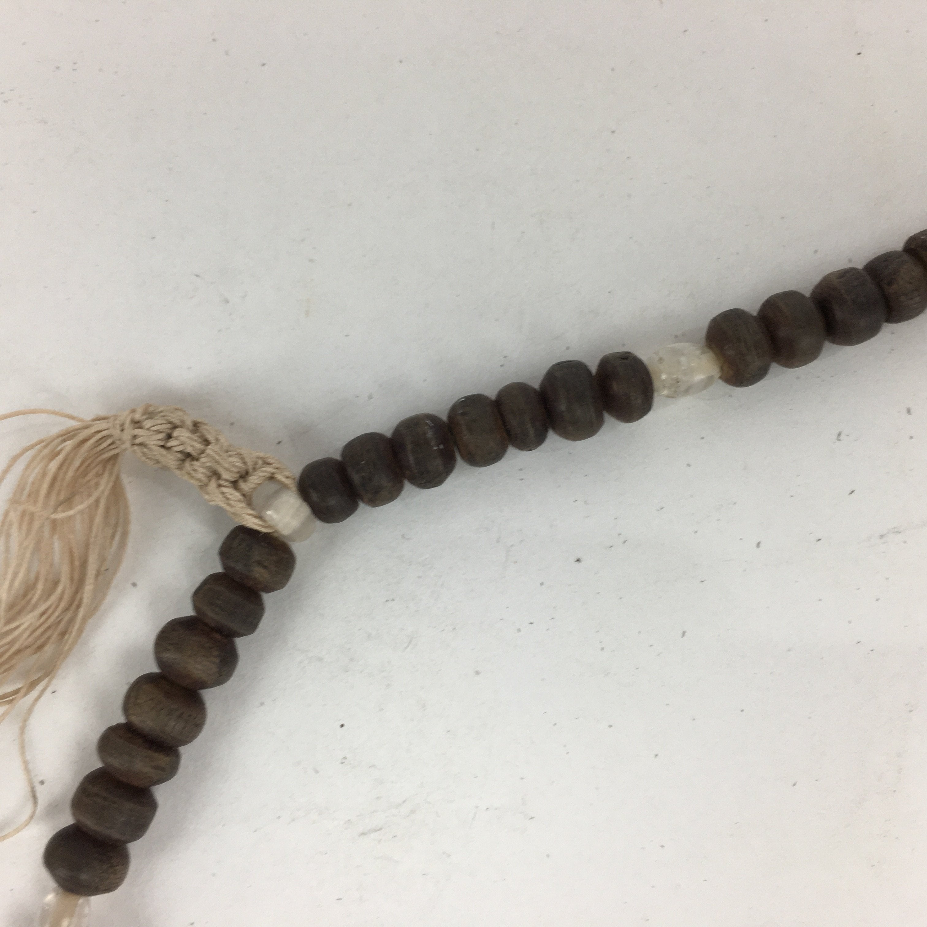 Japanese Wooden Buddhist Prayer Beads Vtg Brown Juzu Rosary Bracelet JZ57