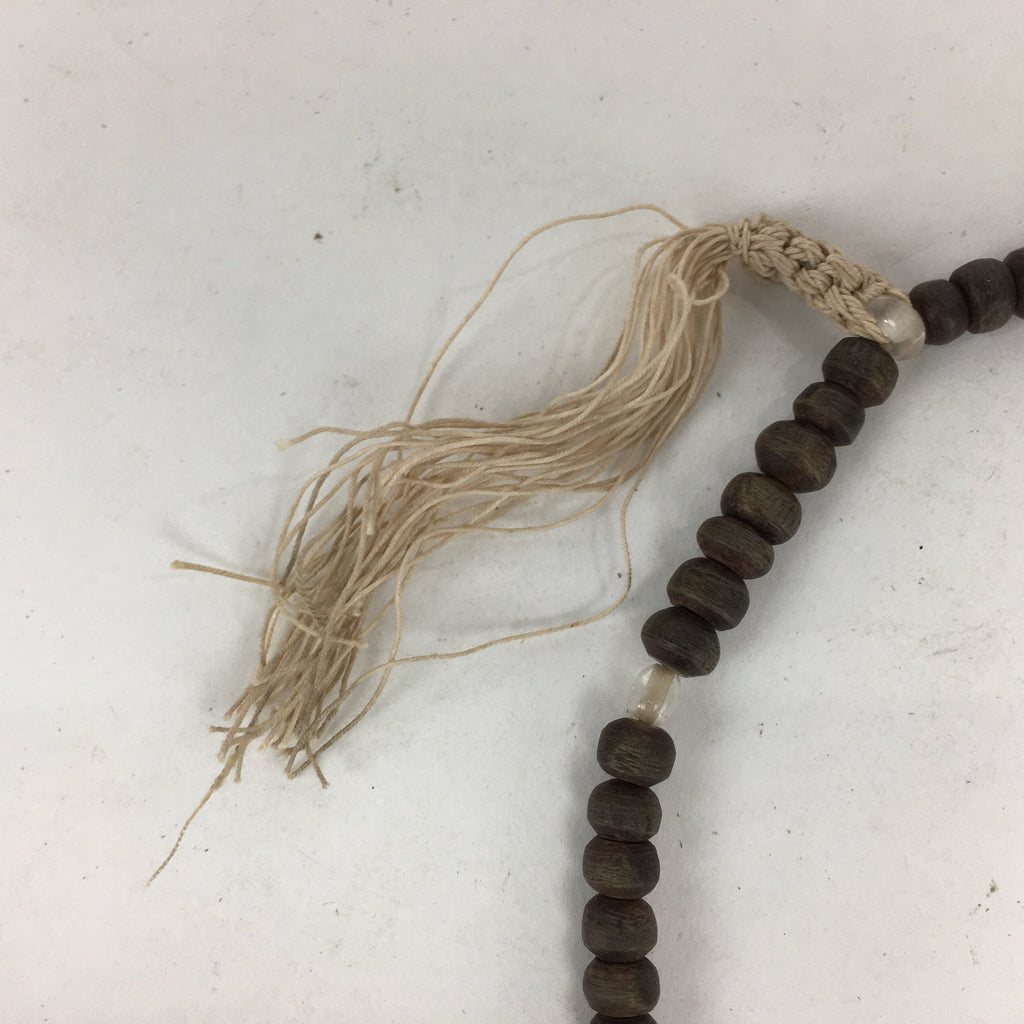 Japanese Wooden Buddhist Prayer Beads Vtg Brown Juzu Rosary Bracelet JZ57