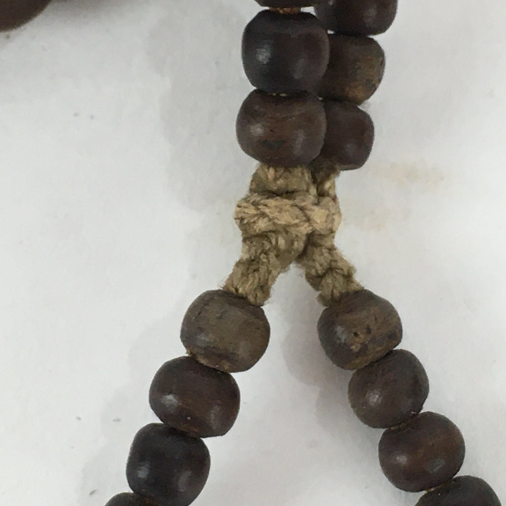 Japanese Wooden Buddhist Prayer Beads Vtg Brown Juzu Rosary Bracelet JZ58