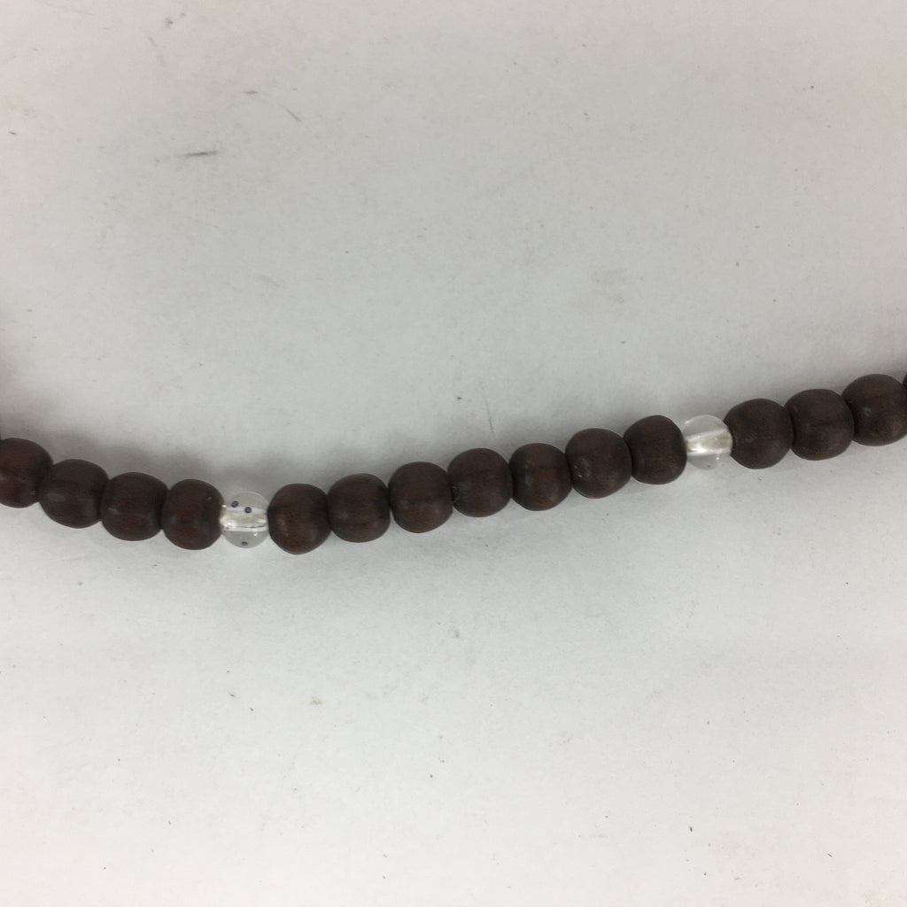 Japanese Wooden Buddhist Prayer Beads Vtg Brown Juzu Rosary Bracelet JZ58