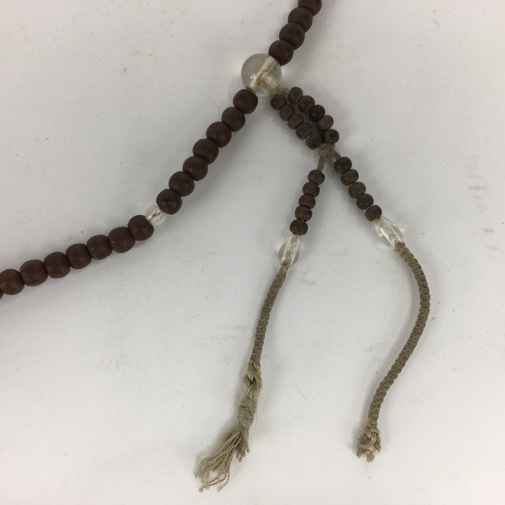 Japanese Wooden Buddhist Prayer Beads Vtg Brown Juzu Rosary Bracelet JZ59