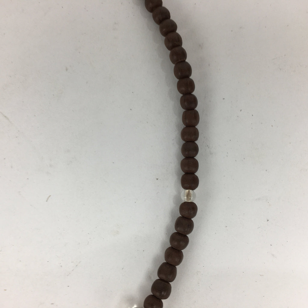 Japanese Wooden Buddhist Prayer Beads Vtg Brown Juzu Rosary Bracelet JZ59