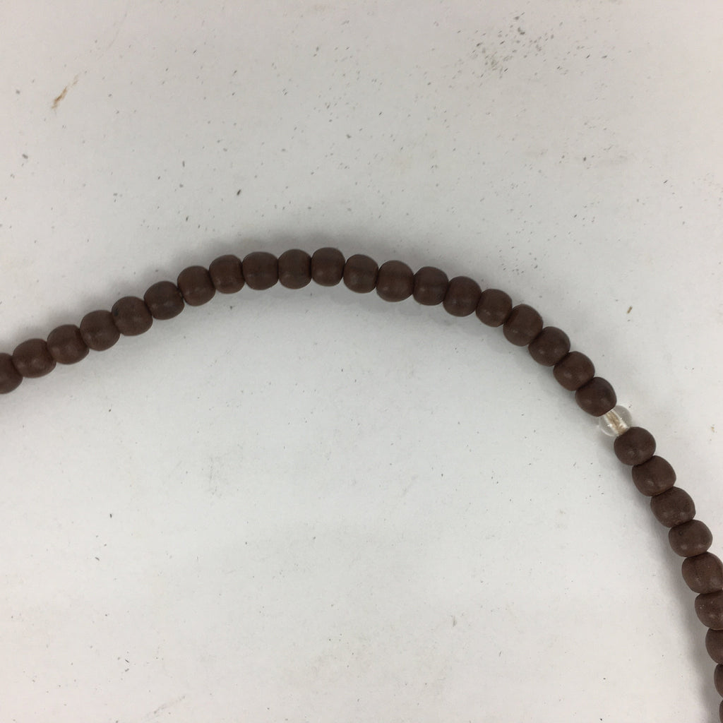 Japanese Wooden Buddhist Prayer Beads Vtg Brown Juzu Rosary Bracelet JZ59