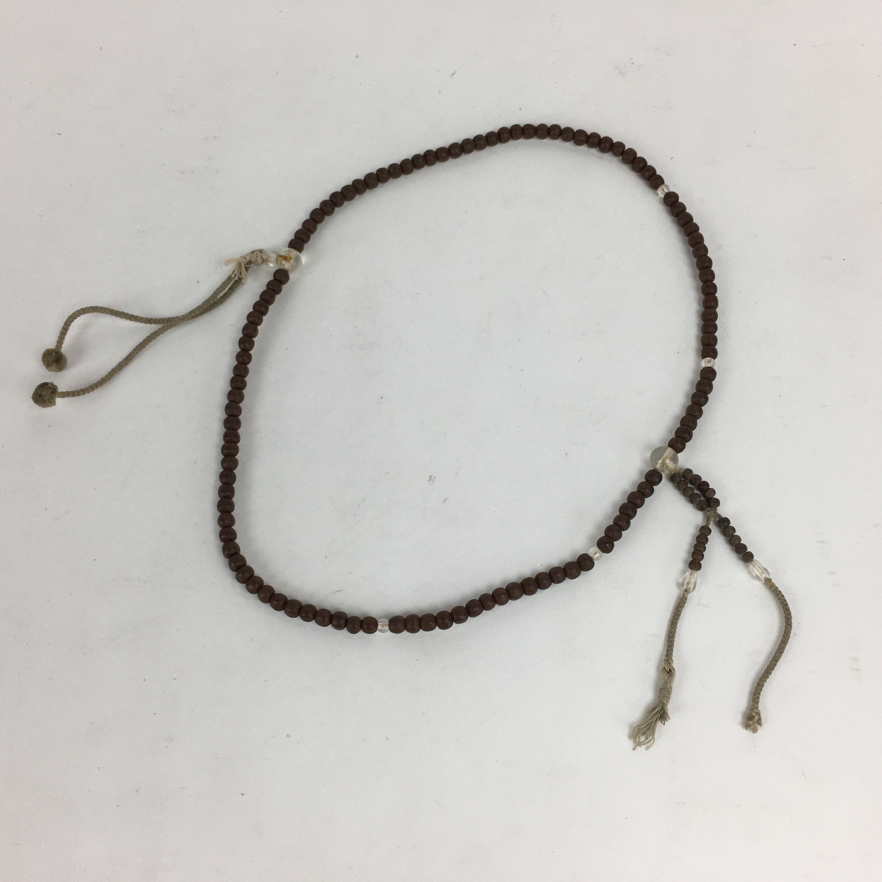 Japanese Wooden Buddhist Prayer Beads Vtg Brown Juzu Rosary Bracelet JZ59