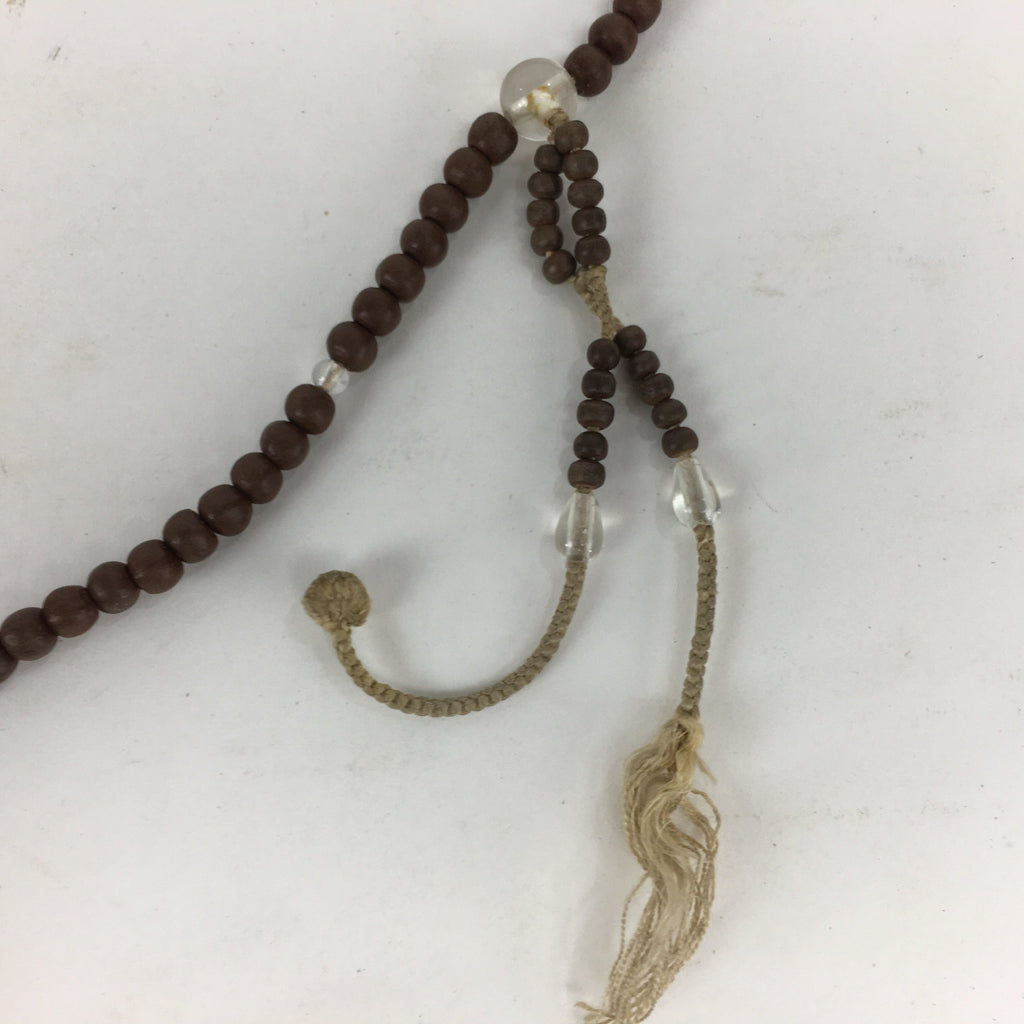 Japanese Wooden Buddhist Prayer Beads Vtg Brown Juzu Rosary Bracelet JZ60