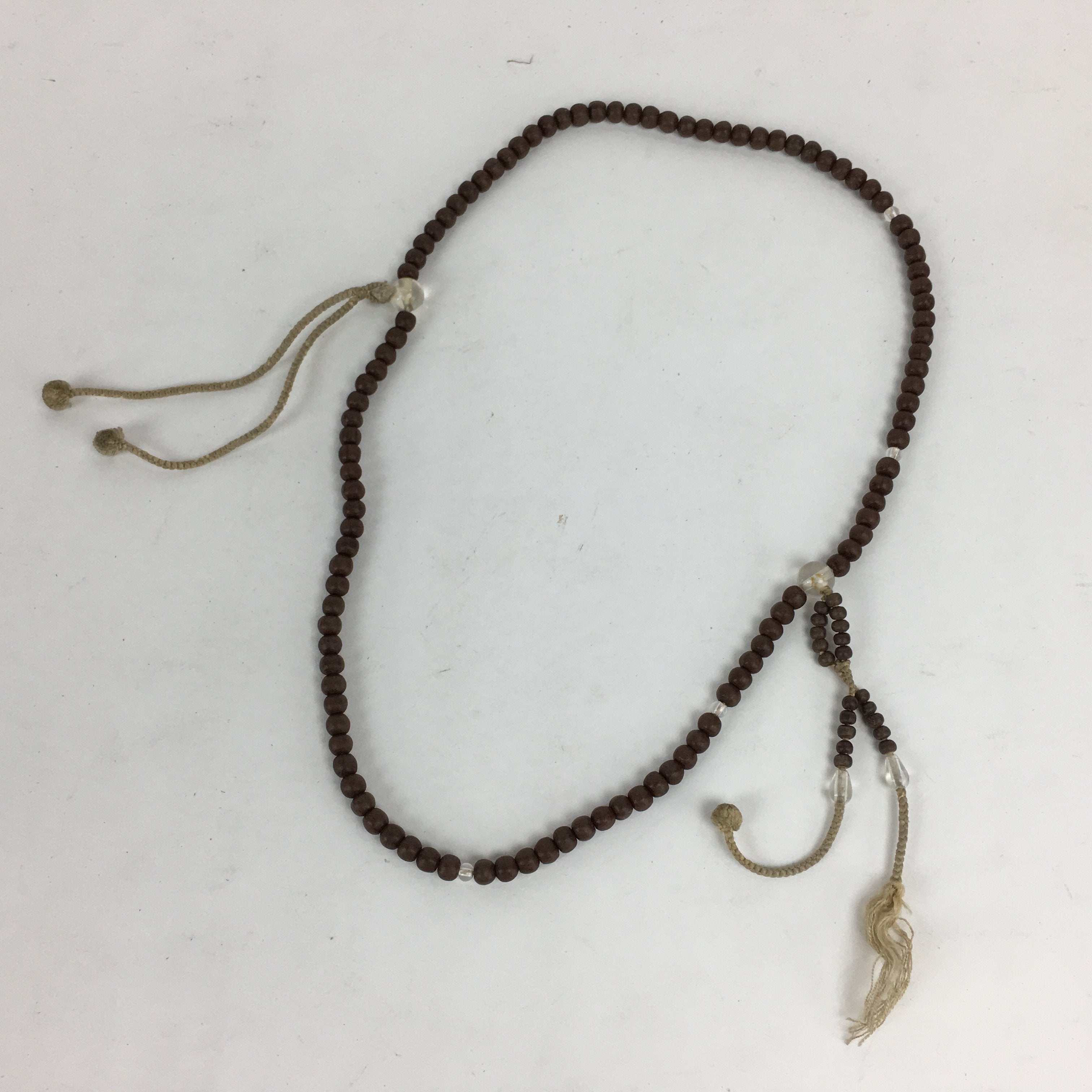 Japanese Wooden Buddhist Prayer Beads Vtg Brown Juzu Rosary Bracelet JZ60