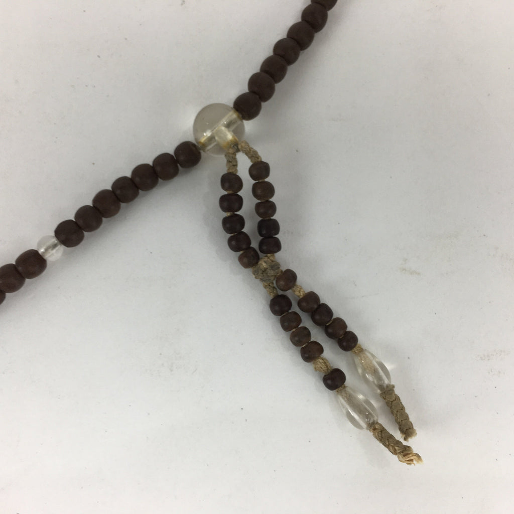 Japanese Wooden Buddhist Prayer Beads Vtg Brown Juzu Rosary Bracelet JZ61