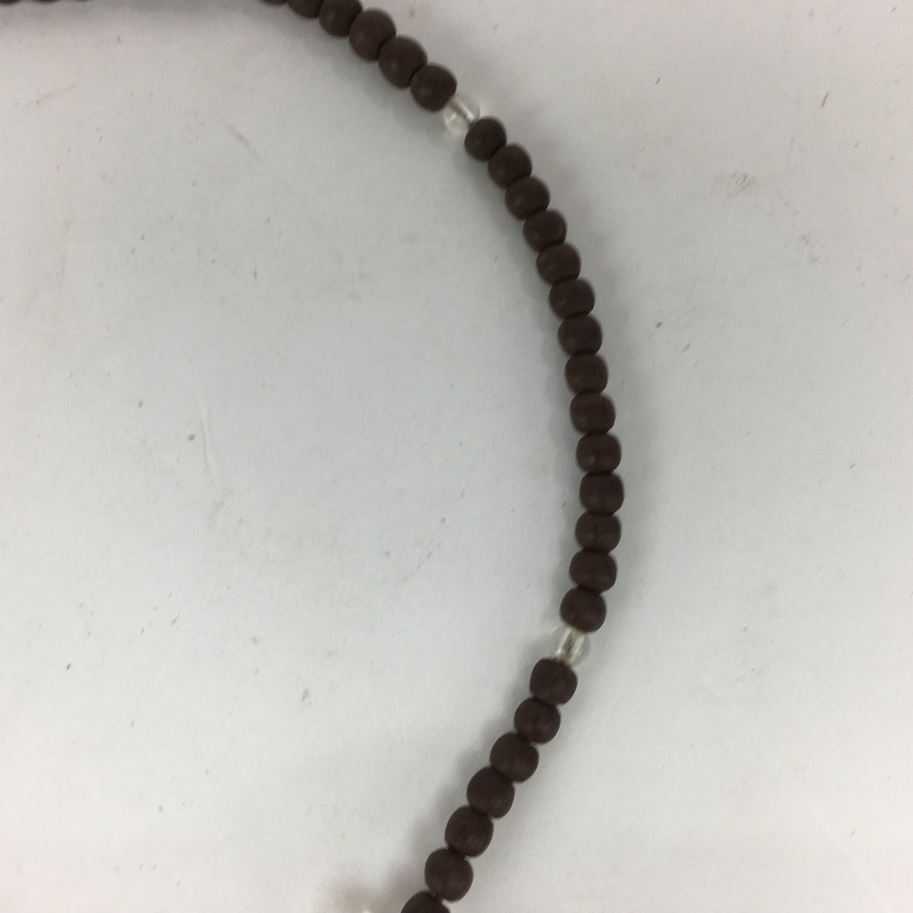 Japanese Wooden Buddhist Prayer Beads Vtg Brown Juzu Rosary Bracelet JZ61