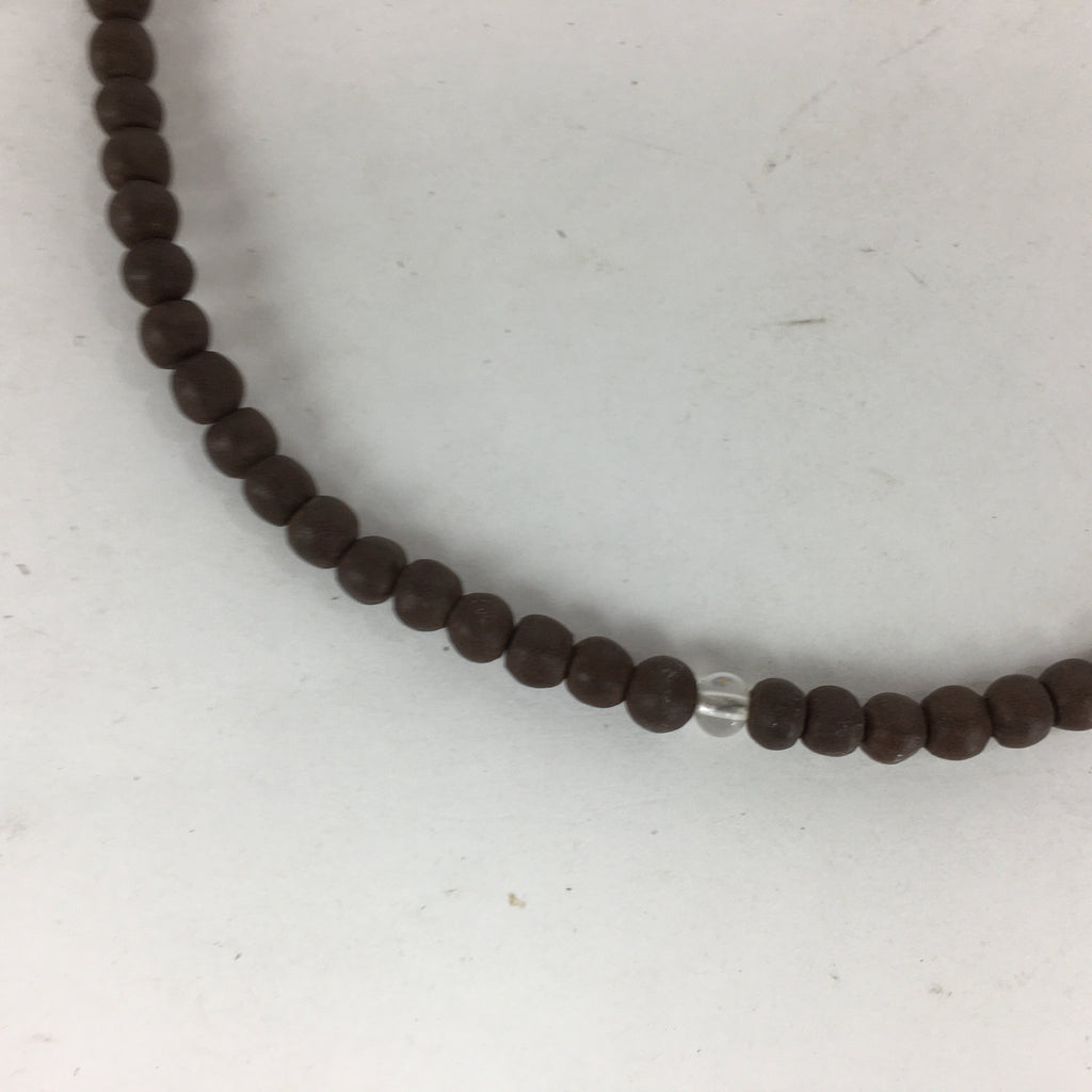 Japanese Wooden Buddhist Prayer Beads Vtg Brown Juzu Rosary Bracelet JZ61