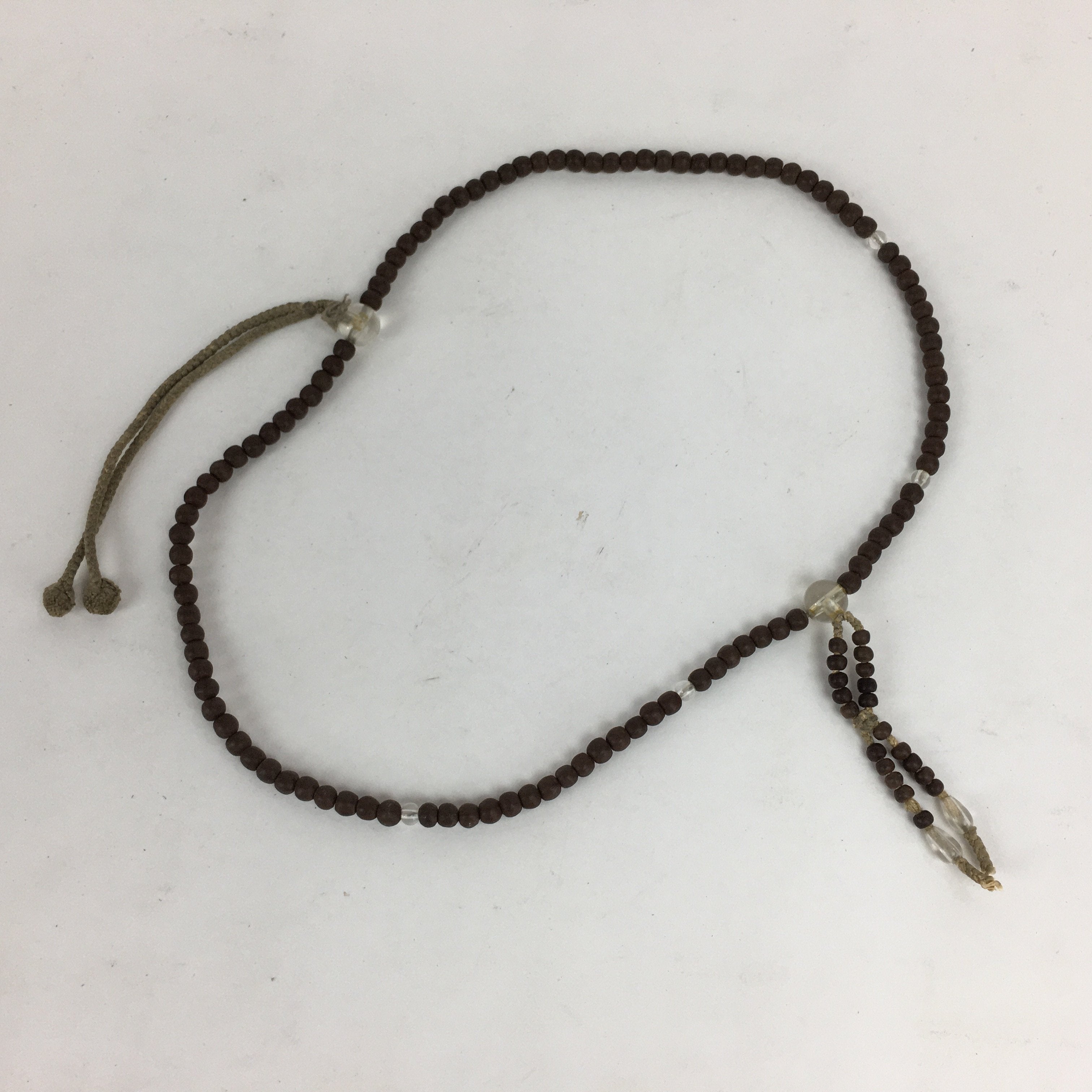 Japanese Wooden Buddhist Prayer Beads Vtg Brown Juzu Rosary Bracelet JZ61