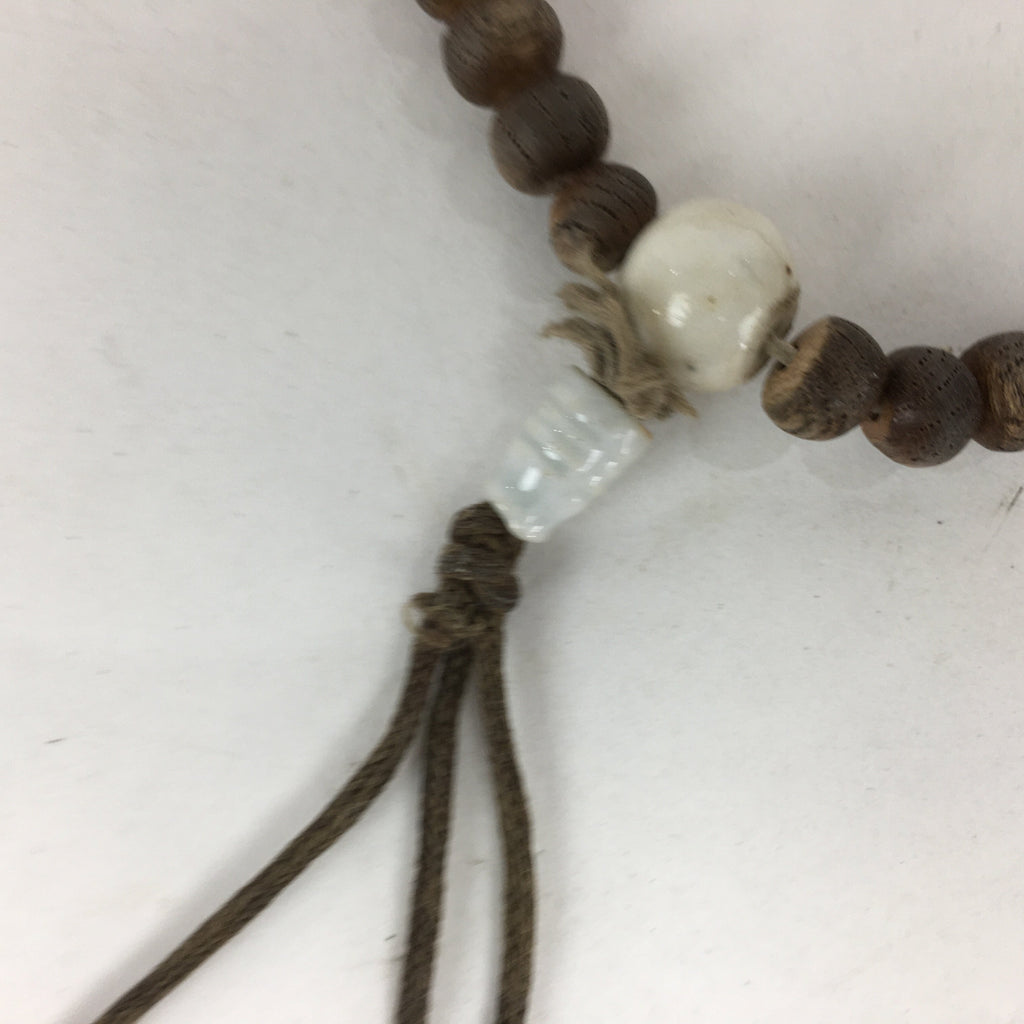 Japanese Wooden Buddhist Prayer Beads Vtg Brown Juzu Rosary Bracelet JZ62